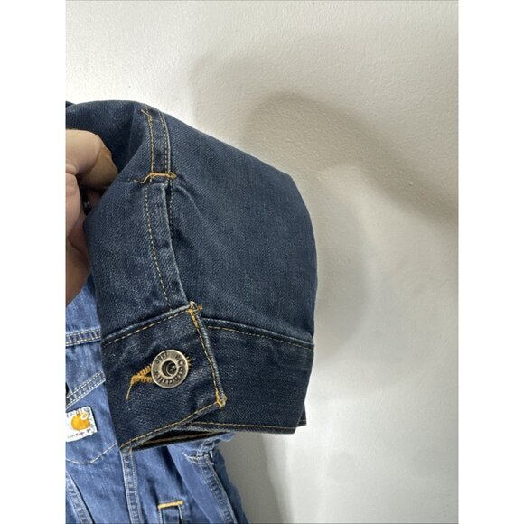 Carhartt Sherpa Lined Denim Jacket Men’s L Blue Jean Trucker J292 ABL - Picture 3 of 6